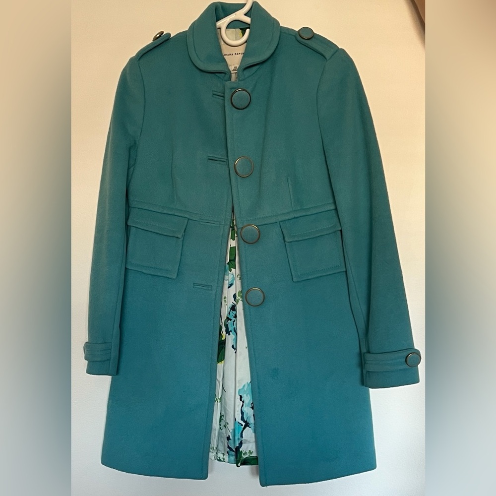 Banana Republic Turquoise Wool Coat